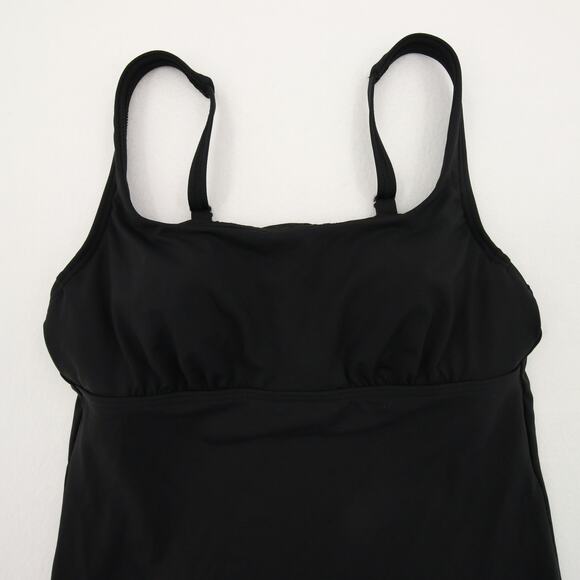Lands’ End Tankini Top Swimsuit Black Solid Square Scoop Neck Underwire Size 2P - Picture 2 of 8